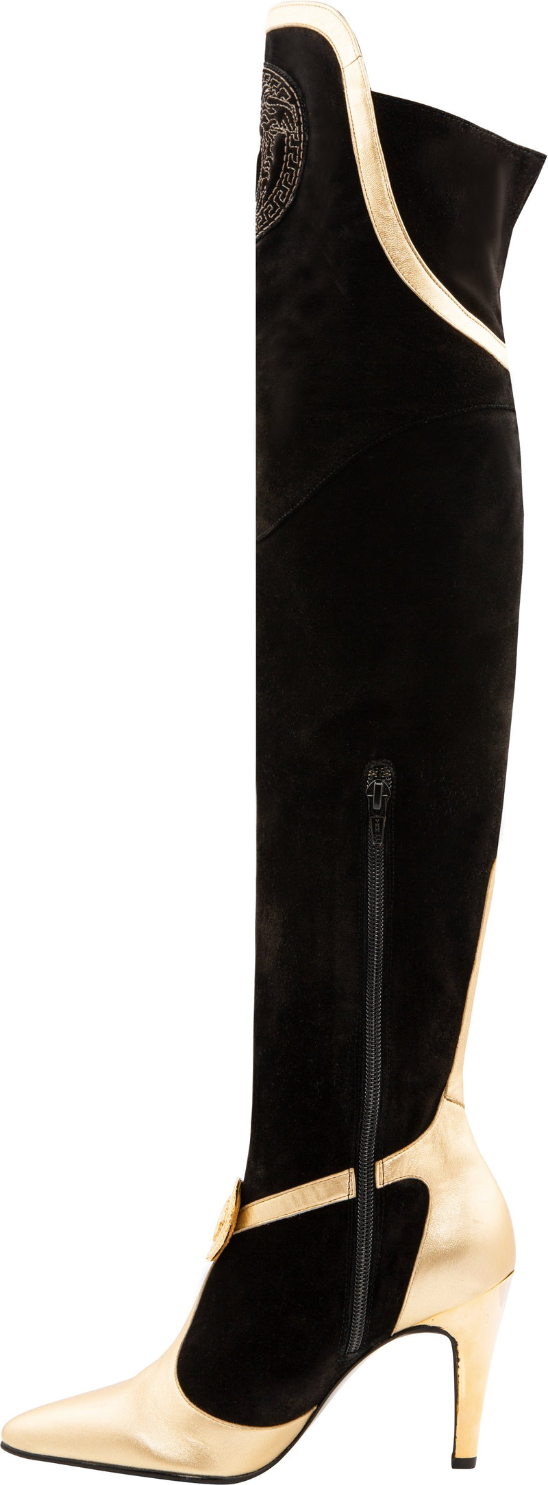 Gianni Versace Fall 1994 Runway Suede Medusa Embellished Boots