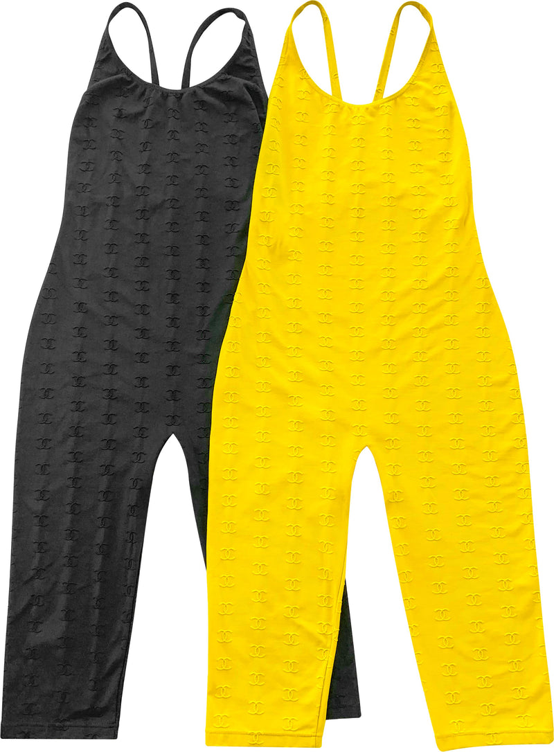 Chanel Spring 1997 Yellow Embroidered Logo Jumpsuit